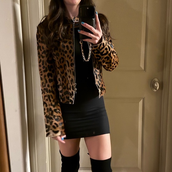 Understated Leather Leopard Print Leather Jacket - Picture 8 of 9